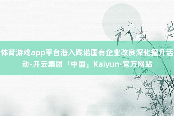 体育游戏app平台潜入践诺国有企业改良深化擢升活动-开云集团「中国」Kaiyun·官方网站