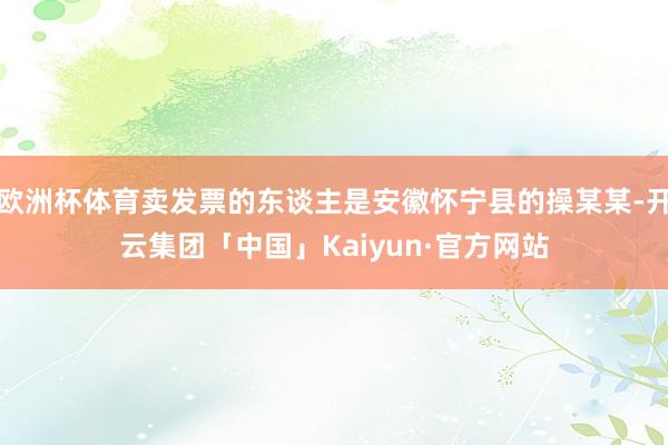 欧洲杯体育卖发票的东谈主是安徽怀宁县的操某某-开云集团「中国」Kaiyun·官方网站