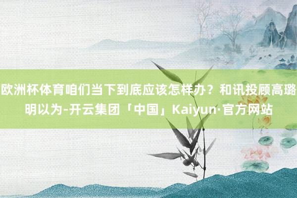 欧洲杯体育咱们当下到底应该怎样办？和讯投顾高璐明以为-开云集团「中国」Kaiyun·官方网站